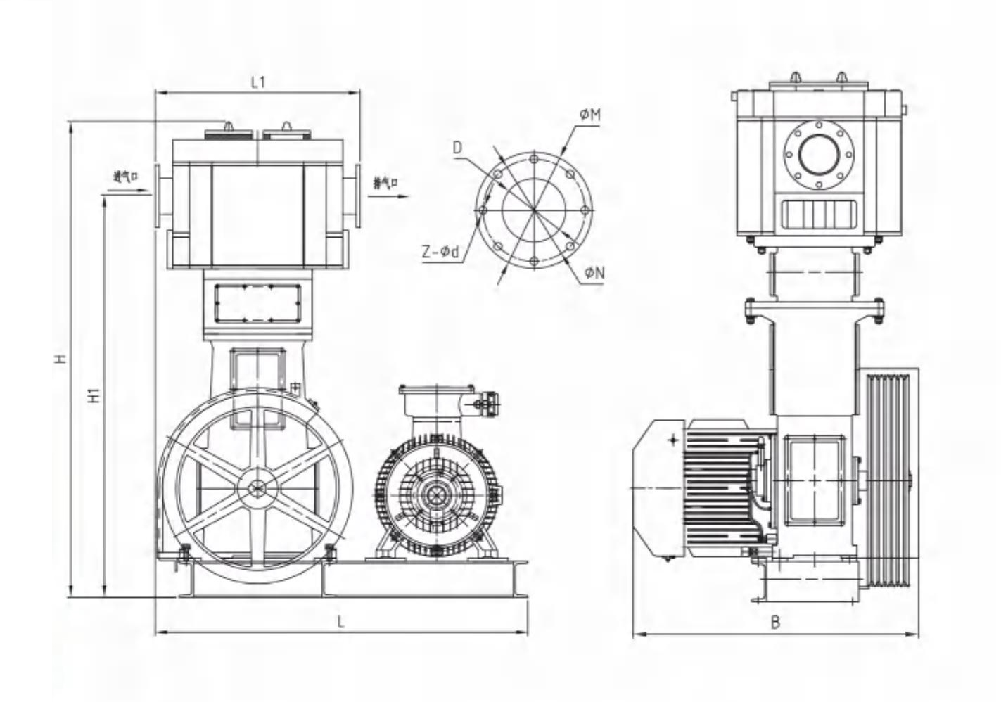 WGF系列無油立式往復增壓泵外形尺寸圖